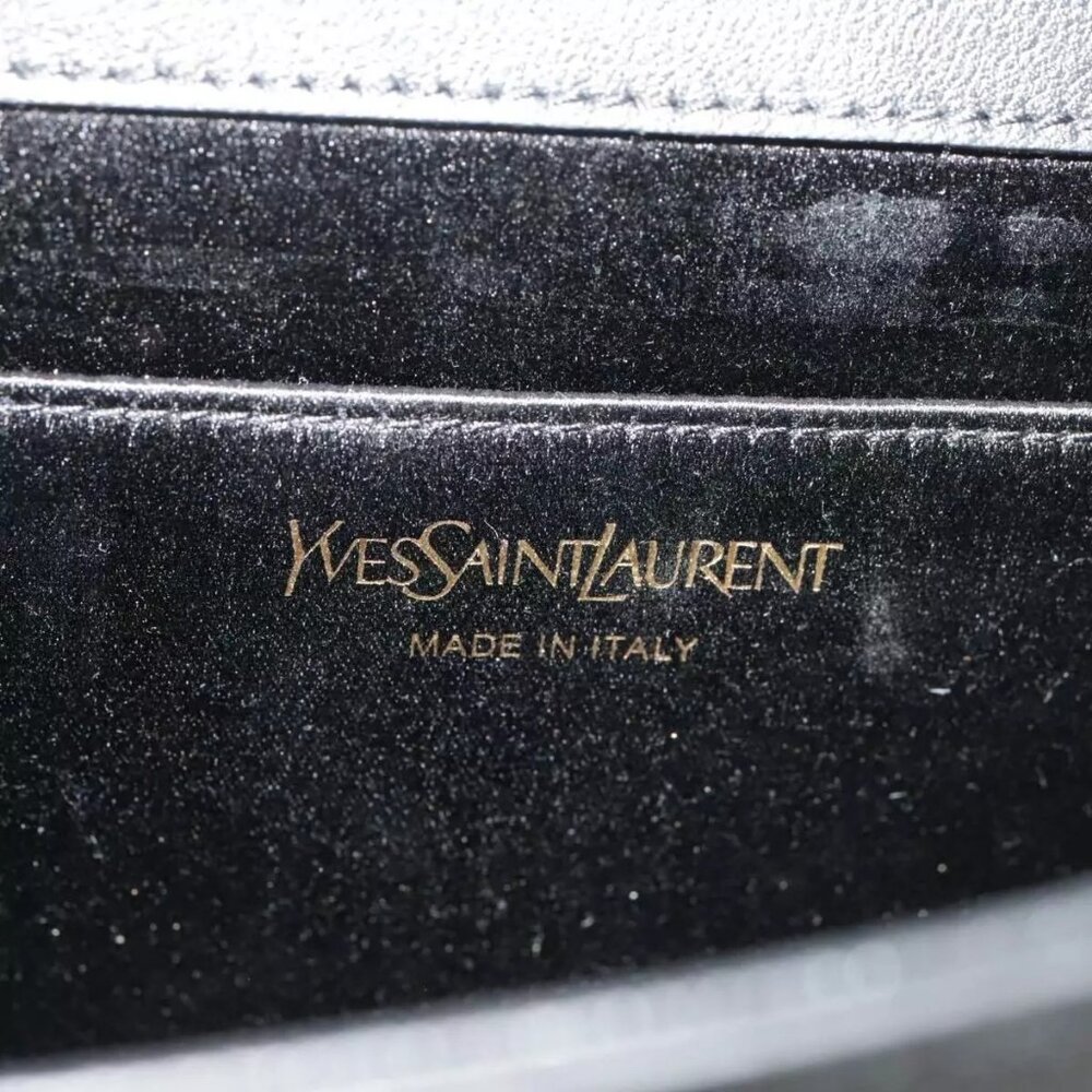 SAINT LAURENT Clutch Bag Leather Black Gold Auth - Picture 9 of 15